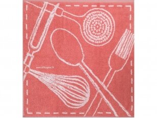 Frotinis virtuvės rankšluostis "Įrankiai" (rausvas) 50x50 cm Frotinis virtuvės rankšluostis "Įrankiai" (rausvas) 50x50 cm