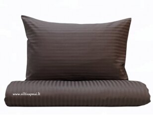 Juostuoto žakardinio satino pagalvės užvalkalas "Charm" (brown), 70x70 cm 1 vnt