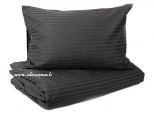 Juostuoto žakardinio satino pagalvės užvalkalas "Charm" (dark grey), 70x70 cm 1 vnt