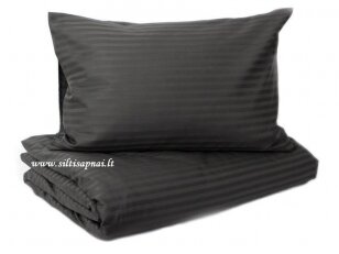 Juostuoto žakardinio satino pagalvės užvalkalas "Charm" (dark grey), 40x60 cm 1 vnt