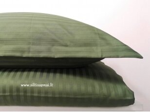Juostuoto žakardinio satino pagalvės užvalkalas "Charm" (Forest green), 50x70+3 cm 1 vnt